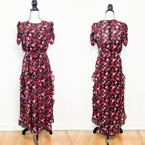 NWT Goldie London Floral Ruffled Maxi Dress